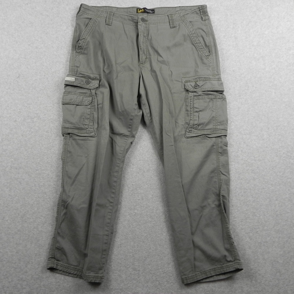 Lee Pants Mens 38x30 Wyoming Relaxed Fit Cargo Flap‎ Pocket Stretch Flex Green